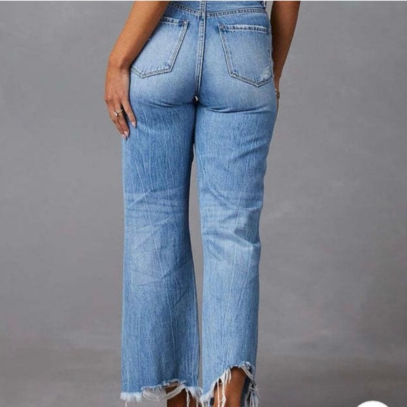 Melarey wide leg distressed jeans size large new never worn - Picture 3 of 4